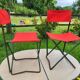 Ensemble table et duo chaises pliantes camping vintage 1970