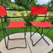 Ensemble table et duo chaises pliantes camping vintage 1970