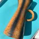Pitcher Accolay with handle, brown streaks on a yellow background, circa 1950