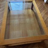 Table basse en verre et chêne massif