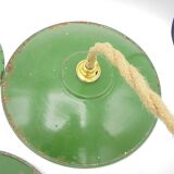 Series of 3 enamelled sheet hanging lamps