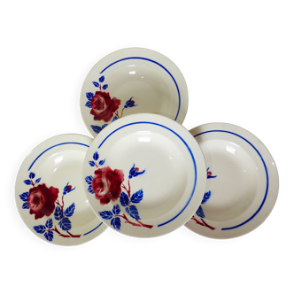 4 assiettes creuses vintage de K&G Luneville modèle Chantal 220516