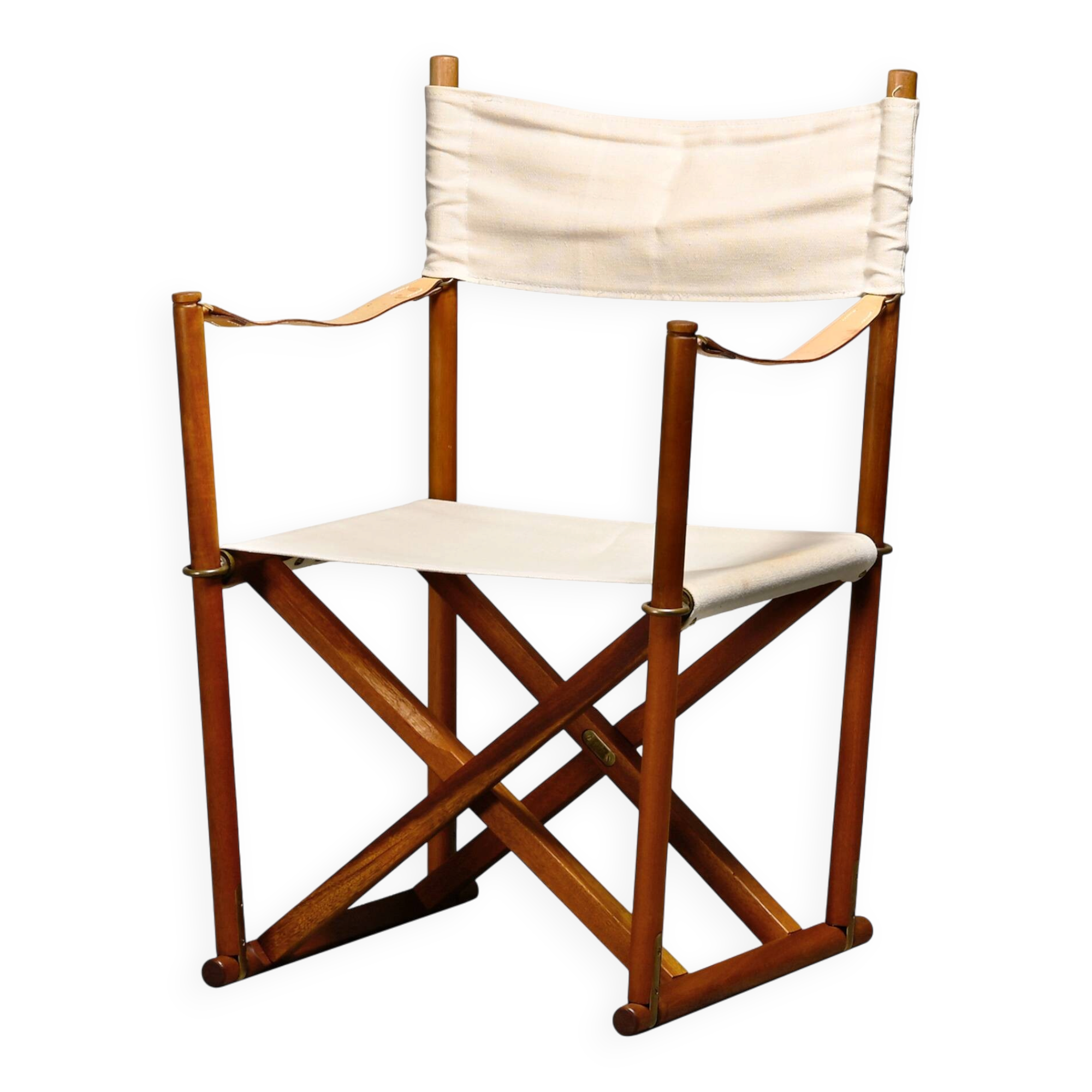 Mogens Koch MK-16 Folding Chair in Teak Wood with Canvas for Rud Rasmussen