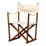 Mogens Koch MK-16 Folding Chair in Teak Wood with Canvas for Rud Rasmussen