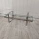 Table basse vintage acier chromé et verre