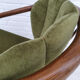 Fauteuil danois, rotin, velours, années 70