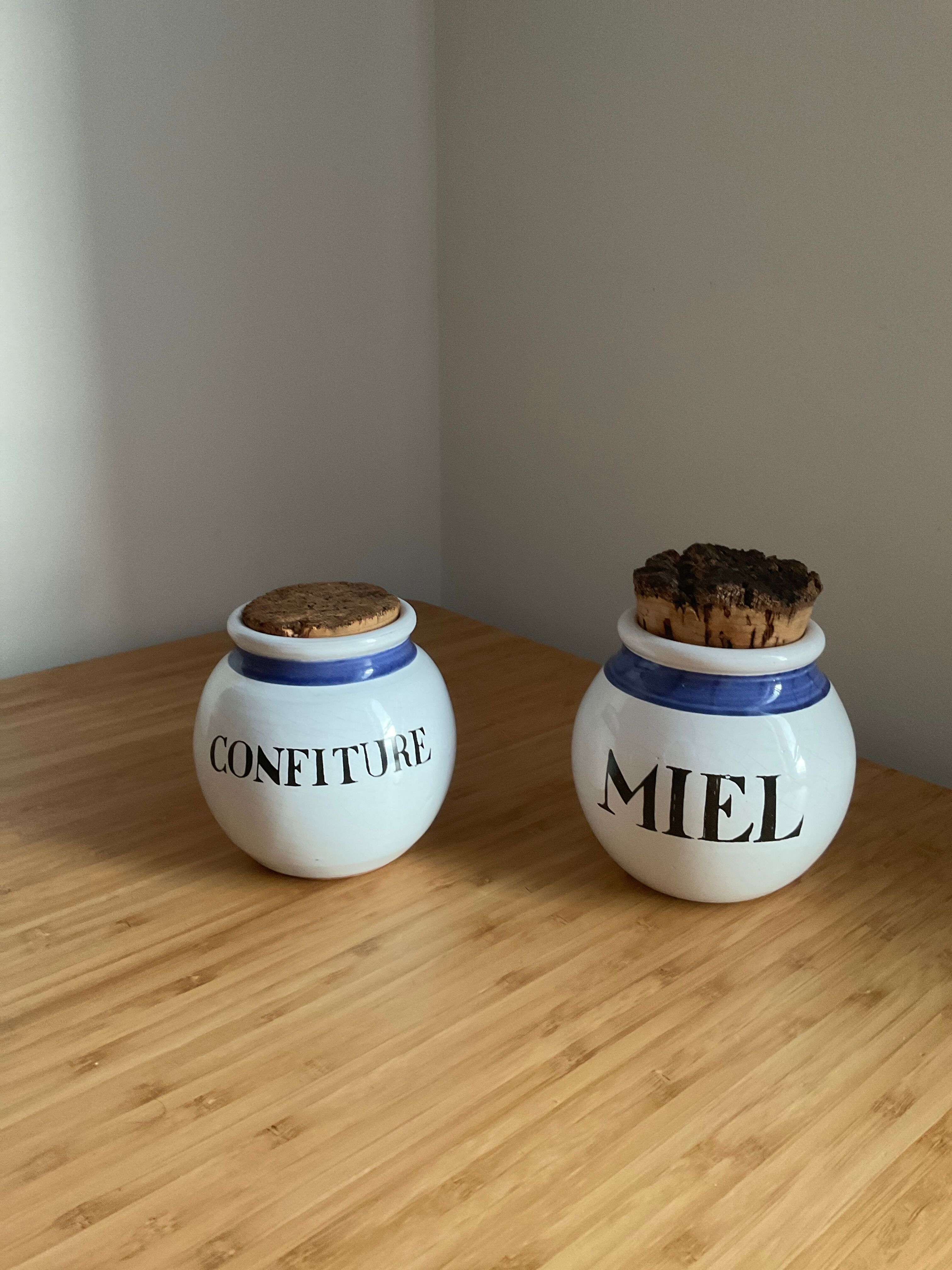 Ceramic spice jars, jam, honey