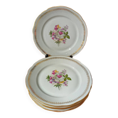 6 assiettes plates vijntage FD Chauvigny France motif bouquet de fleurs