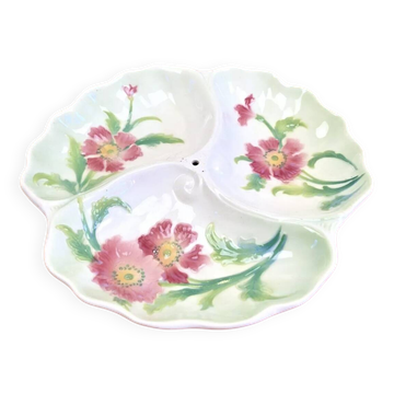 Trilobed mendicant dish with anemones in Saint Clément barbotine