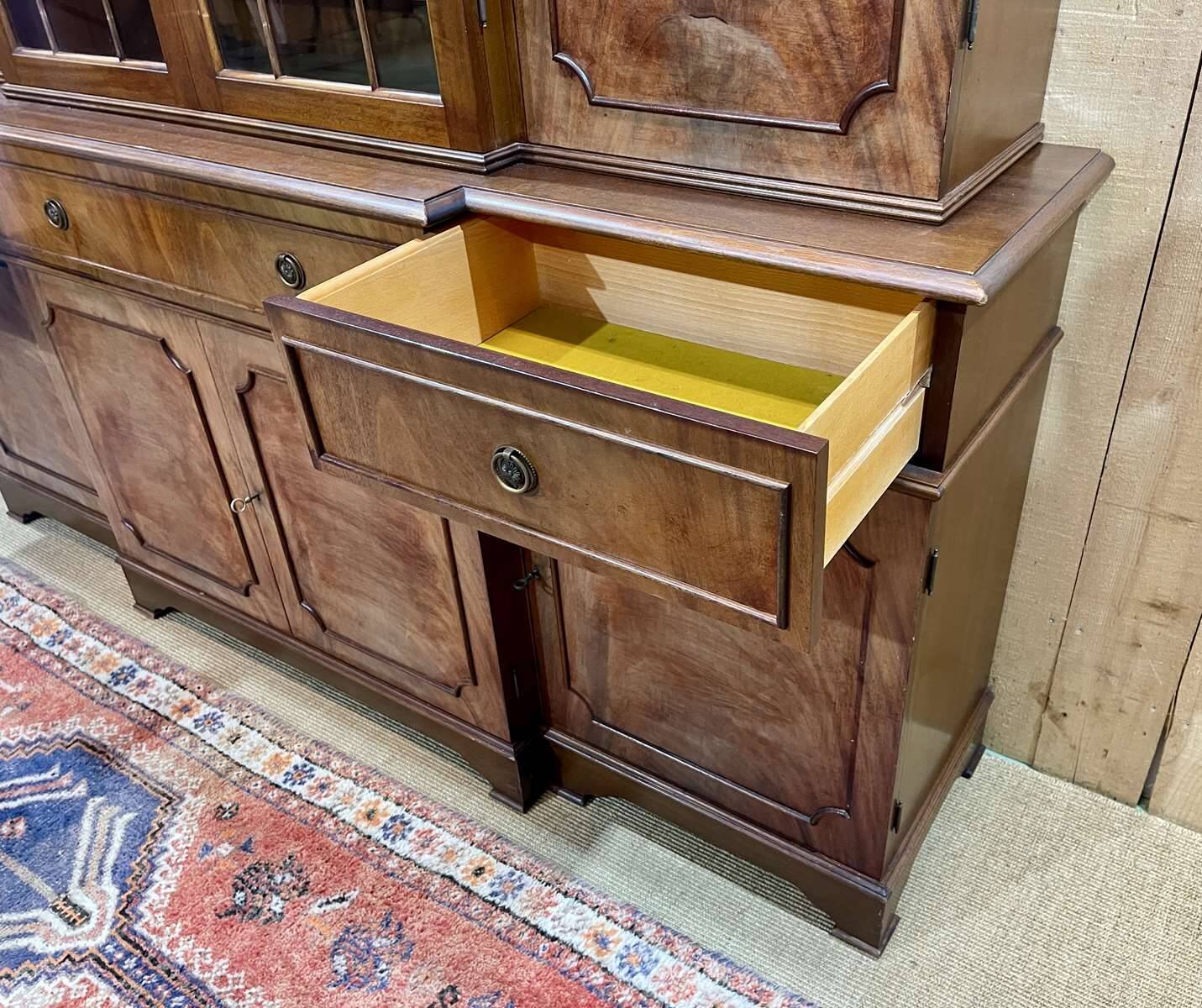 English mahogany secretary bookcase from the 1970s