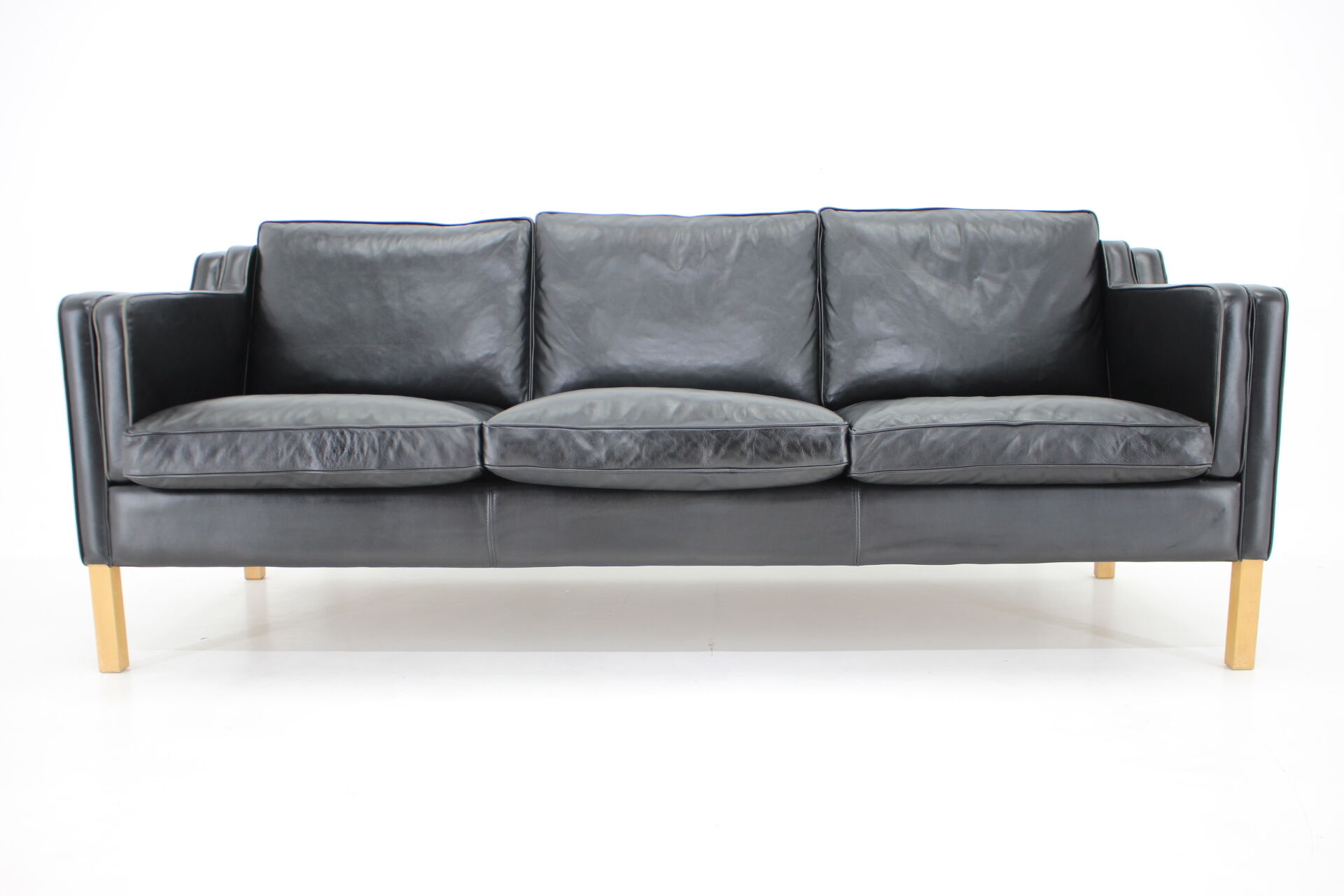 1980s Black Leather 3-Seater Sofa by Stouby, Denmark