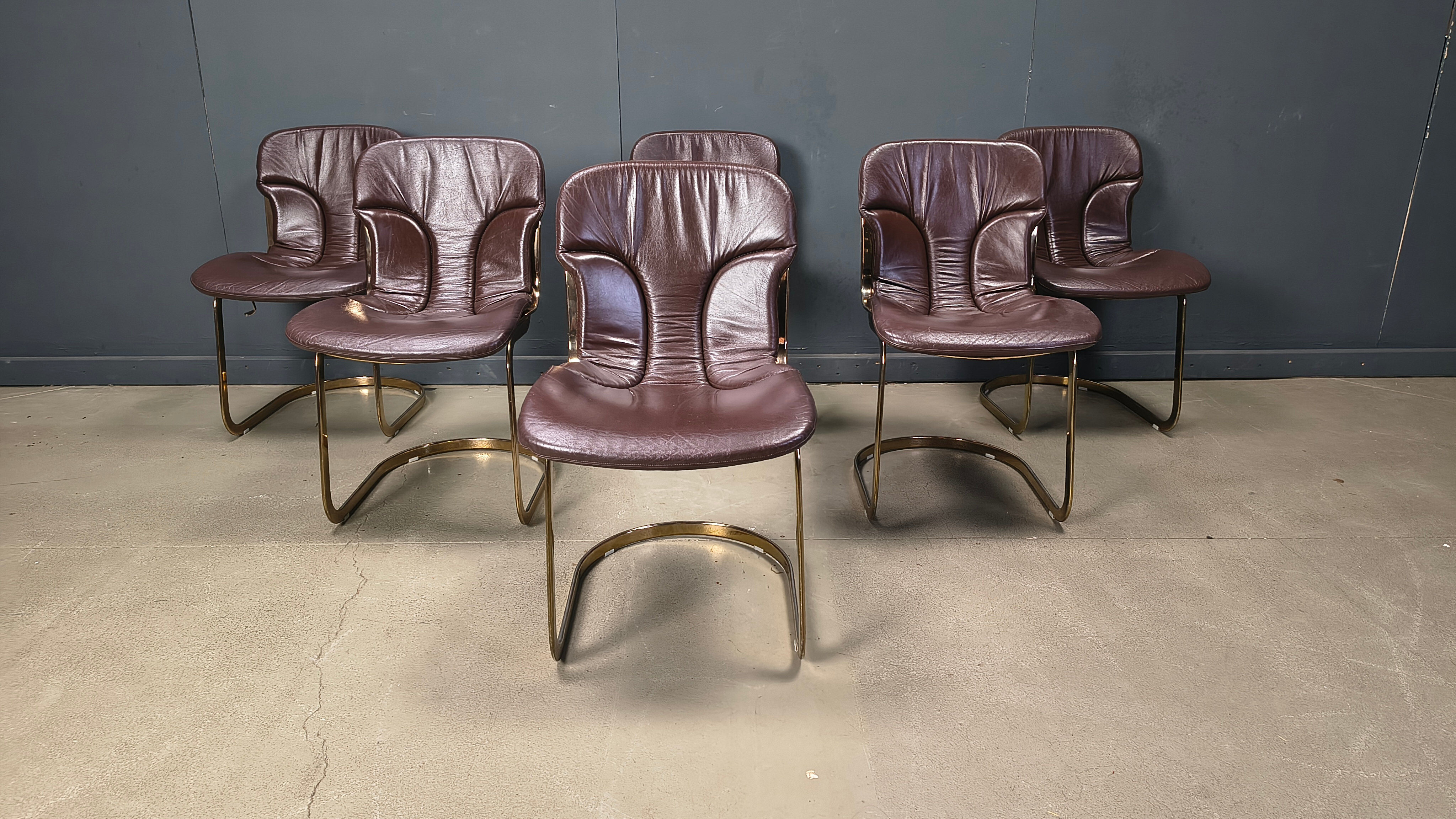 Chaises de salle à manger vintage par Cidue, ensemble de 6, années 1970.