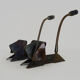Pair of cast iron wall sconces with articulated arm, dog shape. Vintage