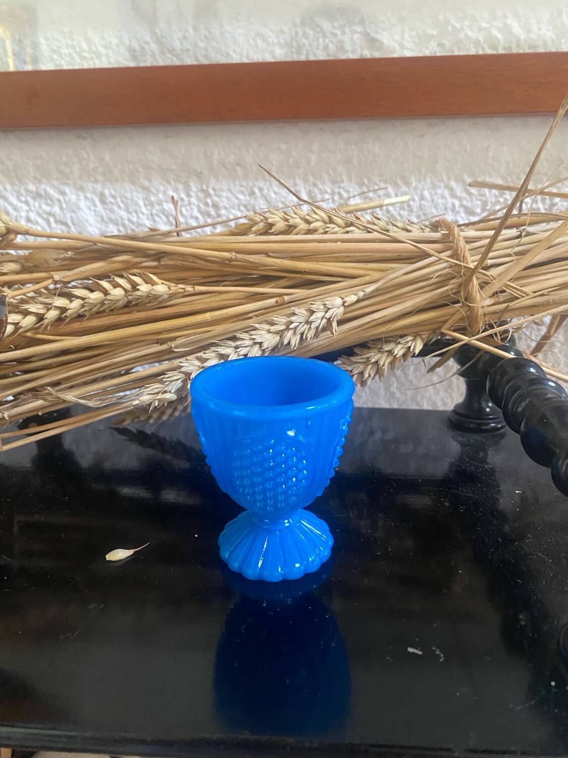 Antique blue opaline egg cup