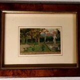 Huile sur panneau peinture Jardin de Villa Toscane