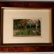 Huile sur panneau peinture Jardin de Villa Toscane