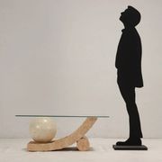 Table basse vintage en verre et pierre, Italie, années 1980