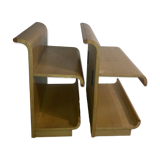 2 tables de chevet en bois massif courbé, 1970