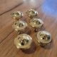 6 polished brass furniture knobs