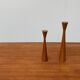 Vintage Danish teak candle holders, set of 2.