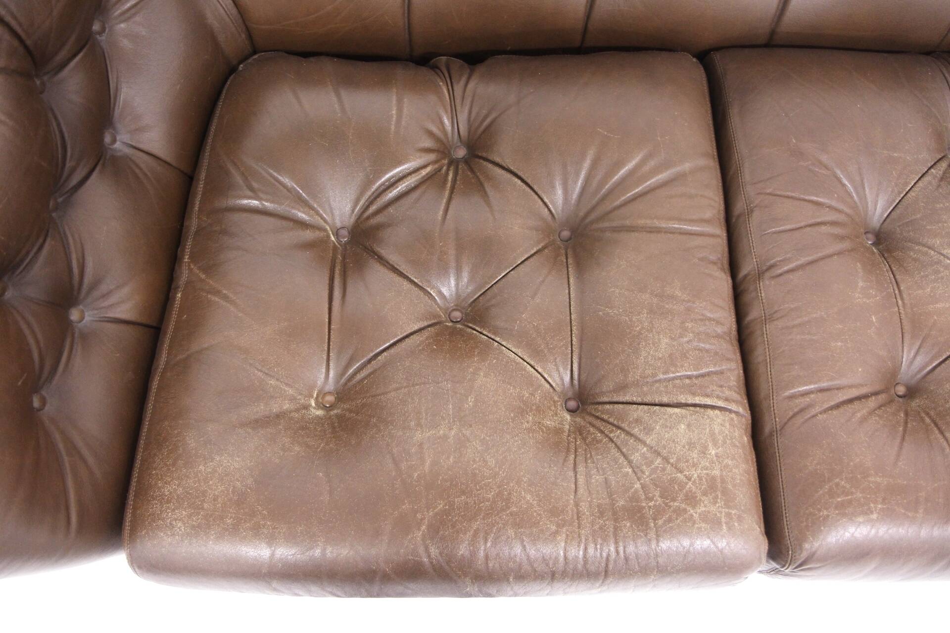 Vintage "Chesterfield" leather sofa, Sweden, 1970s