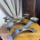 Brutalist wrought iron candlestick pair
