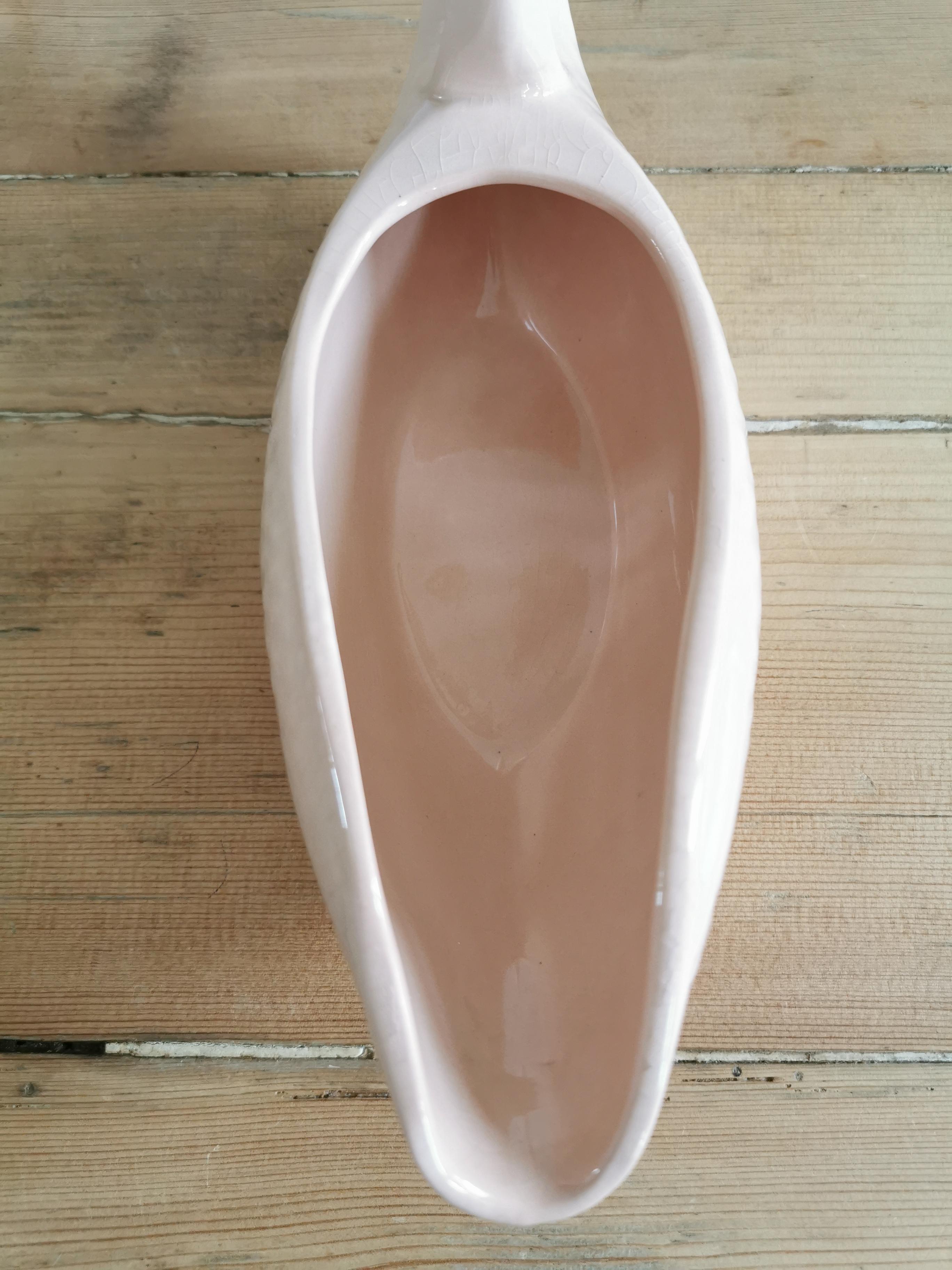 Pink ceramic fish saucière from Digoin, vintage