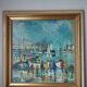 Oil painting on panel Alain Duperay port Breton, arrival of the fishermen