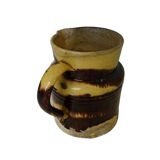 Cruche ancienne en faïence française de Dieulefit, à glace jaune