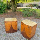 Pair of art deco period veneer wood bedside tables