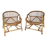 Pair of vintage rattan armchairs