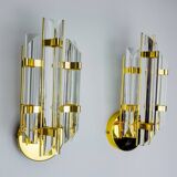 Paire d'appliques Venini, verre triedri, murano, Italie 1970