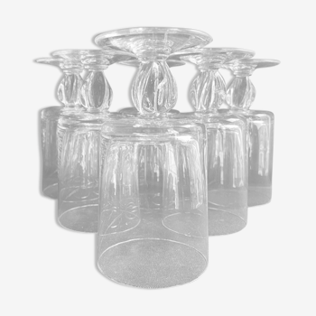 6 Grands verres en cristal uni torsadé – Typés des années 1960-1970’s