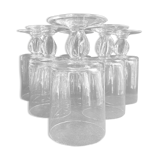 6 Large twisted plain crystal glasses – Typical of the 1960s-1970's