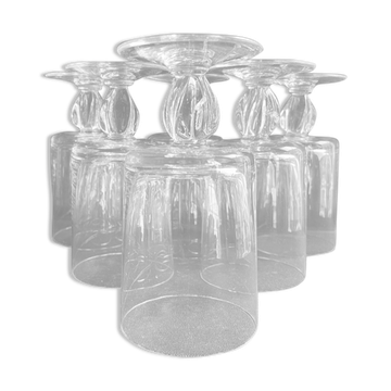 6 Large twisted plain crystal glasses – Typical of the 1960s-1970's