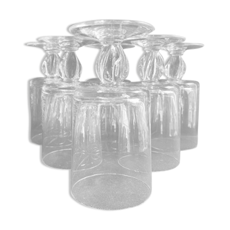 6 Large twisted plain crystal glasses – Typical of the 1960s-1970's