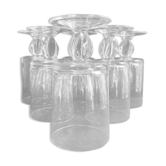 6 Grands verres en cristal uni torsadé – Typés des années 1960-1970’s