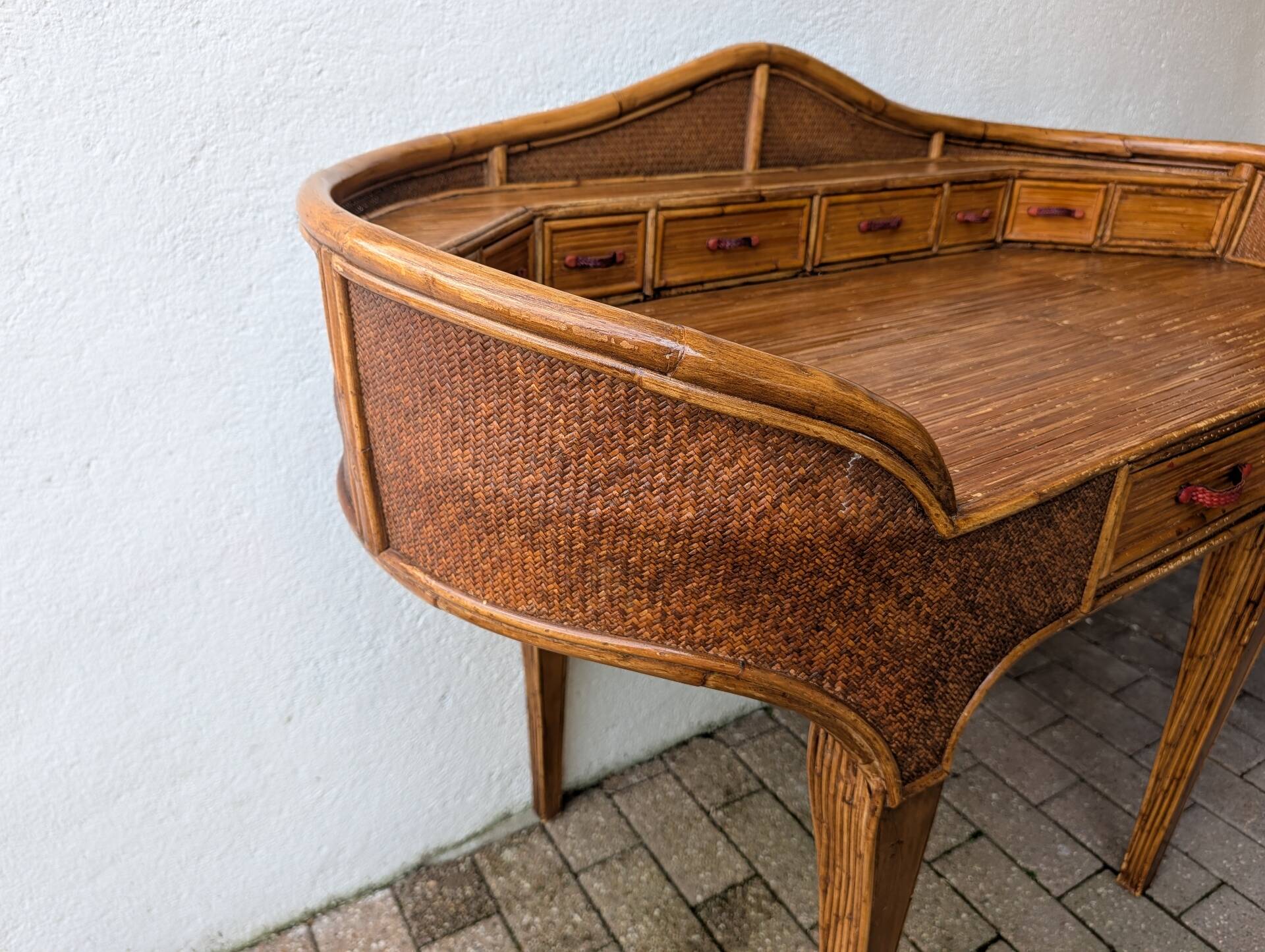 Kalma rattan secretary desk – Ramón Castellano, 1970s