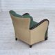 1960s, Danish armchair, green and beige furniture wool.