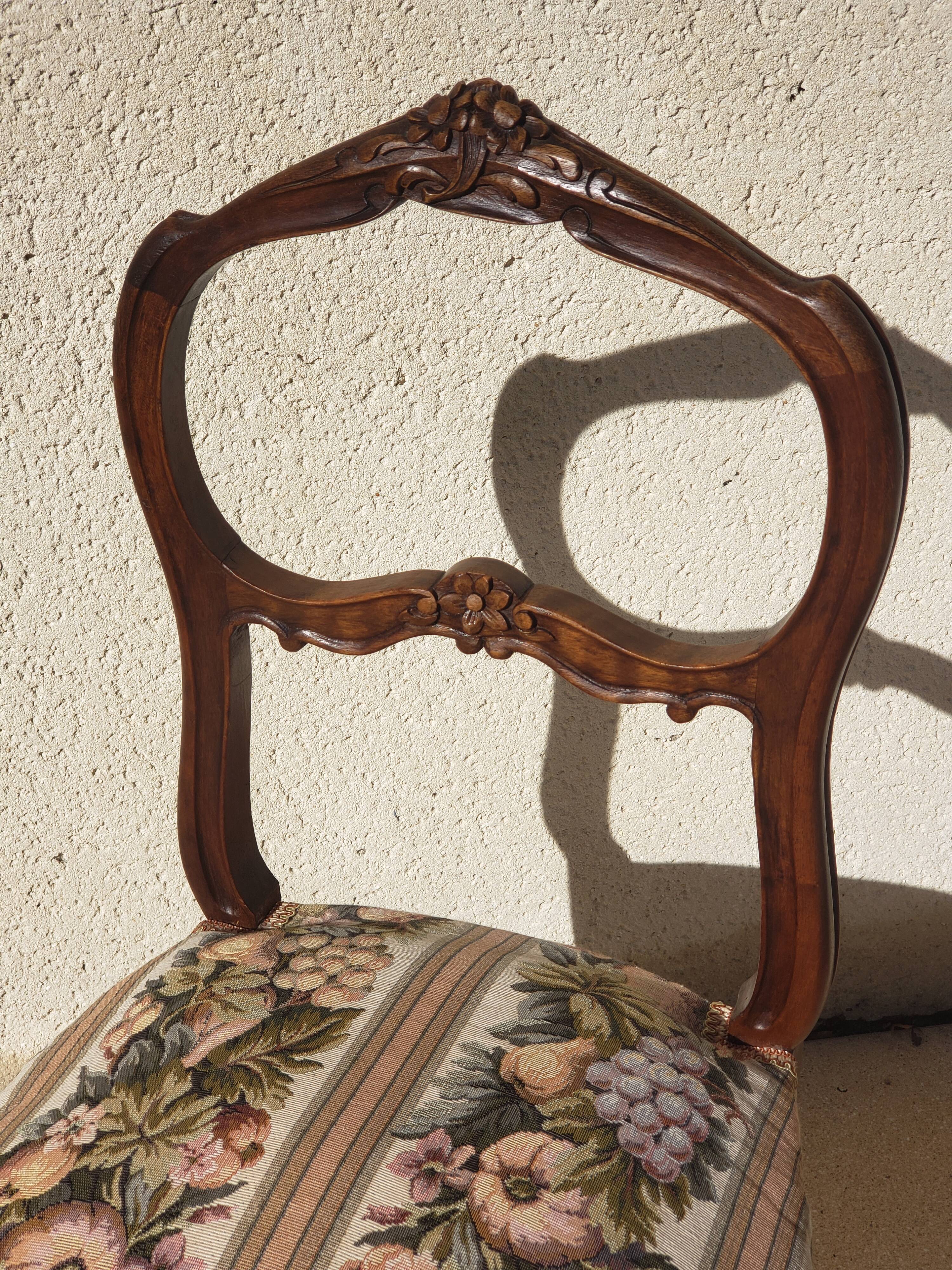 2 antique Louis XV style walnut chairs