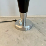 Vintage art deco lamp base, chromed metal and brass, France 1930