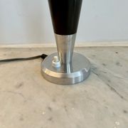 Vintage art deco lamp base, chromed metal and brass, France 1930