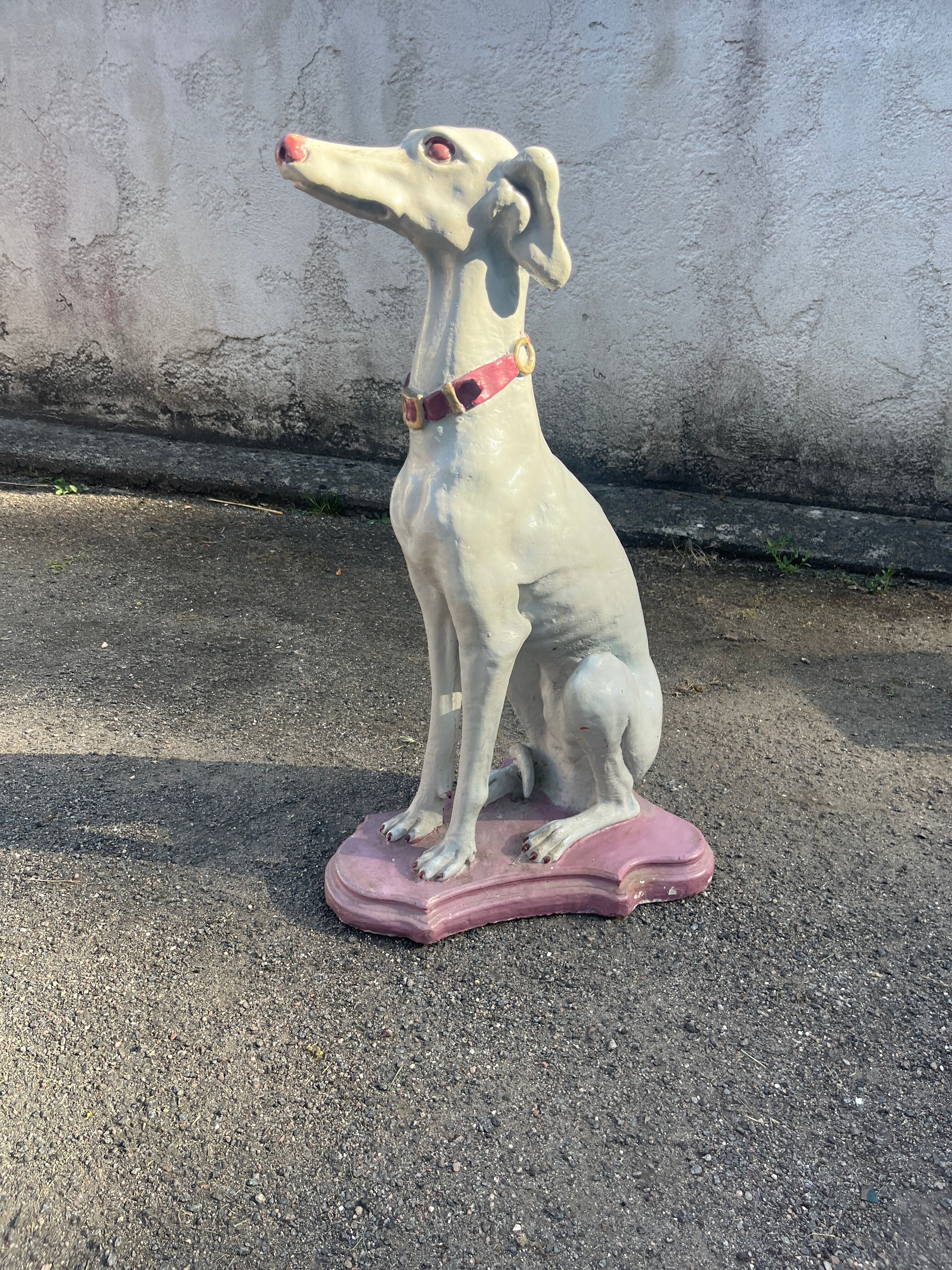 Large Sitting Greyhound Statue in Concrete / Cement - Garden Decoration or