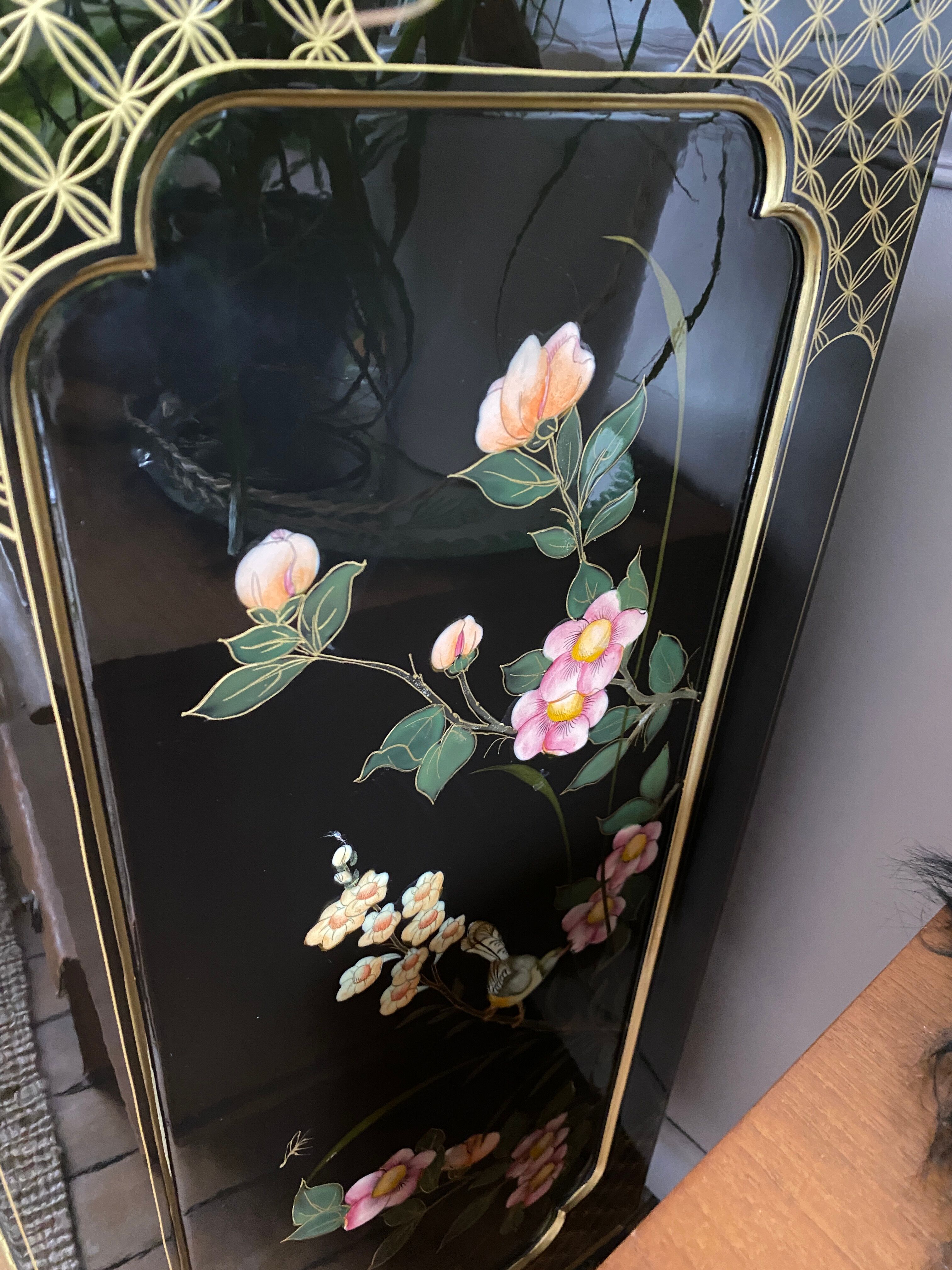 Chinese secretarial cabinet lacquered black Asian