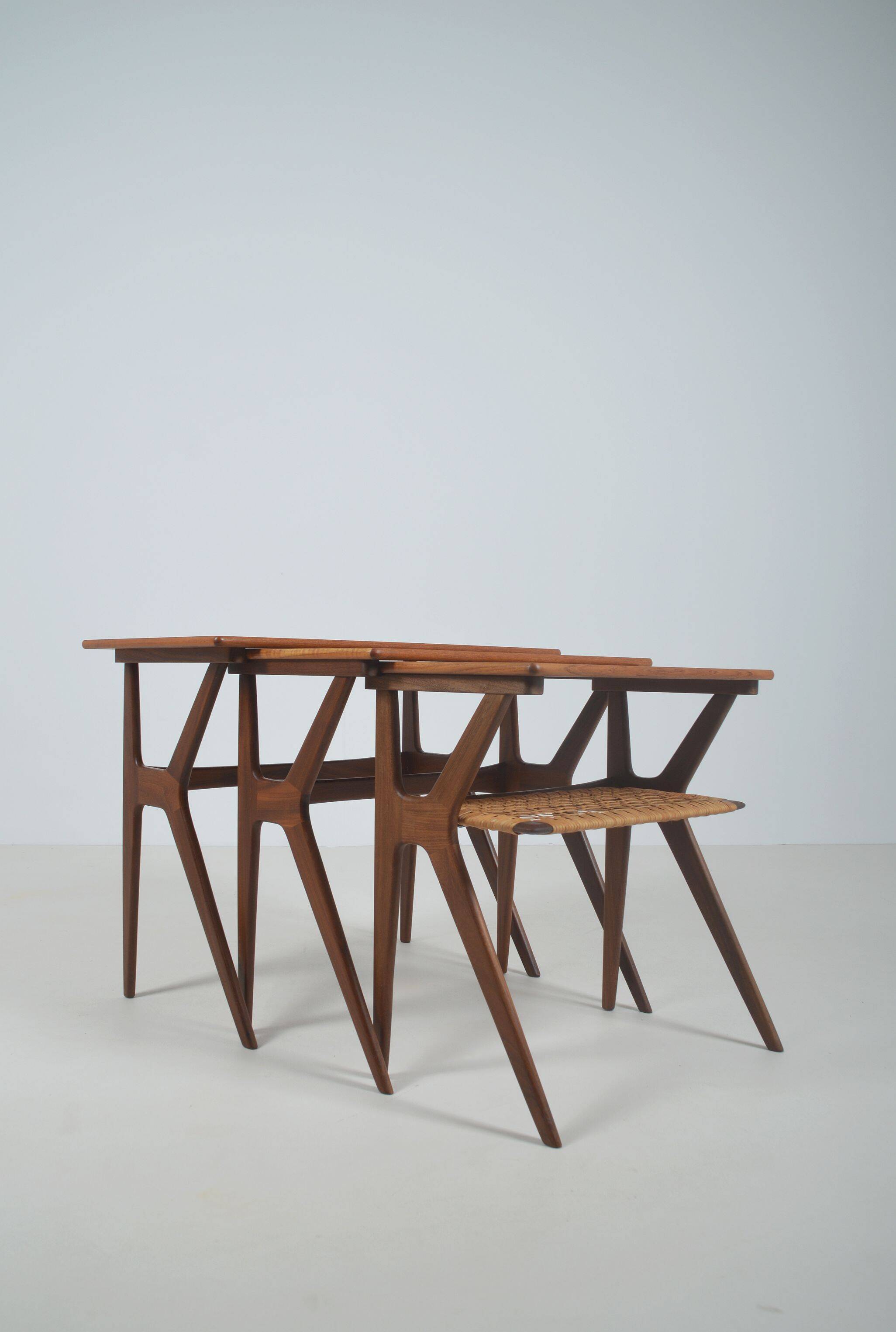 Danish nesting tables designed by Johannes Andersen for Silkeborg, 1960s