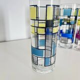Set of 6 Vintage Hand-Painted Tall Glasses, USA 1950s-60s
