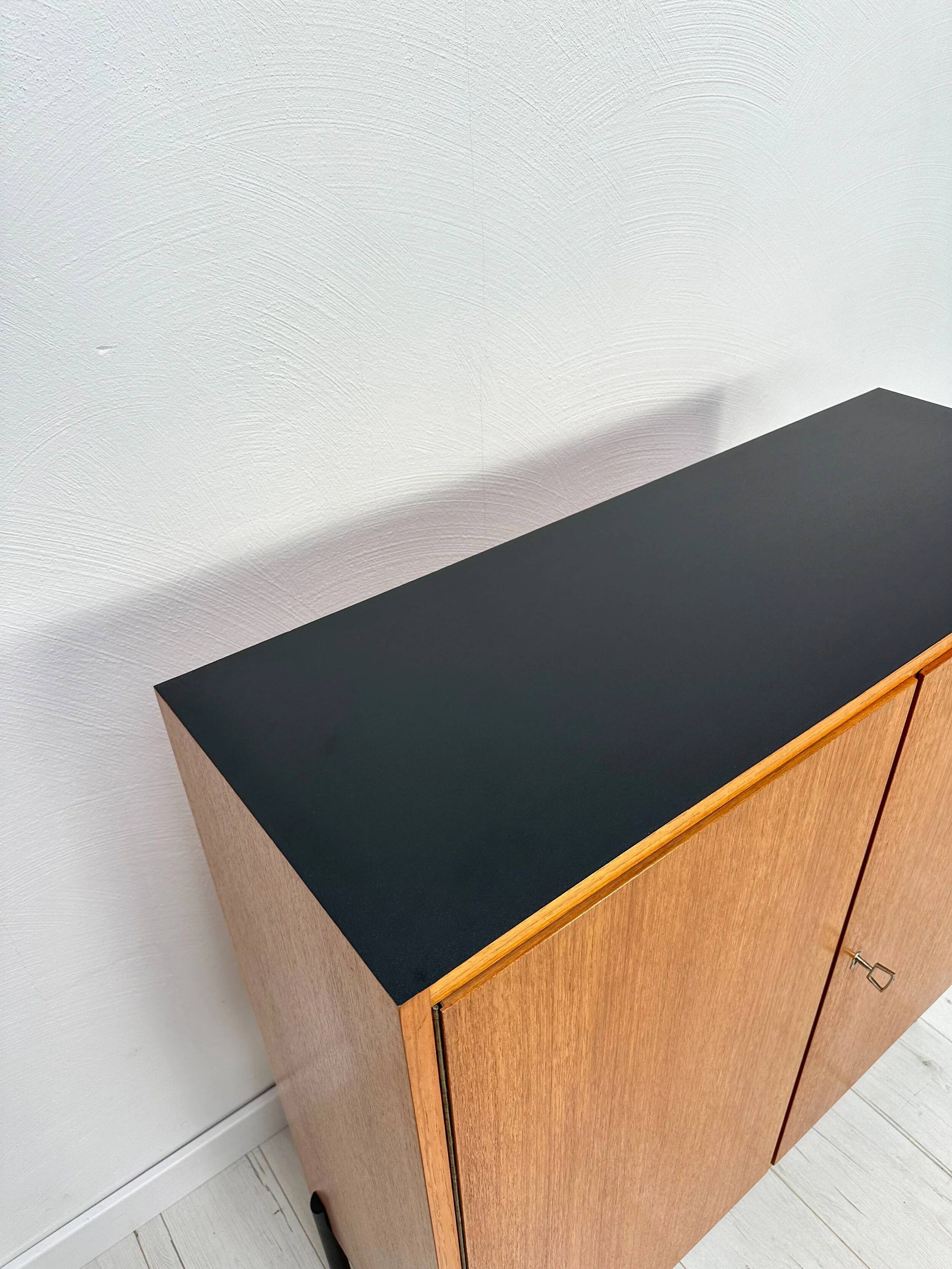 1960s Small Vintage Teak Cabinet with Metal Legs