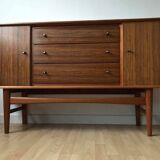 Mid-Century teak enfilade in brown by Russell of Broadway, 1950s, sleek design.