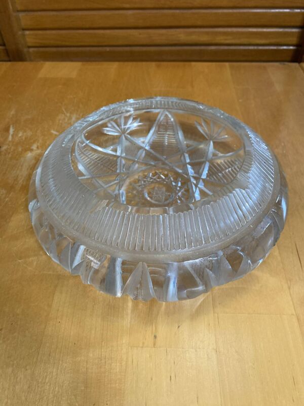 Cendrier Ancien Cristal Taillé Style Saint Louis Vintage #E081