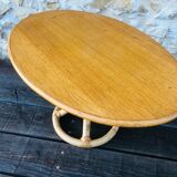 Table basse vintage en bois clair et bambou, circa 60